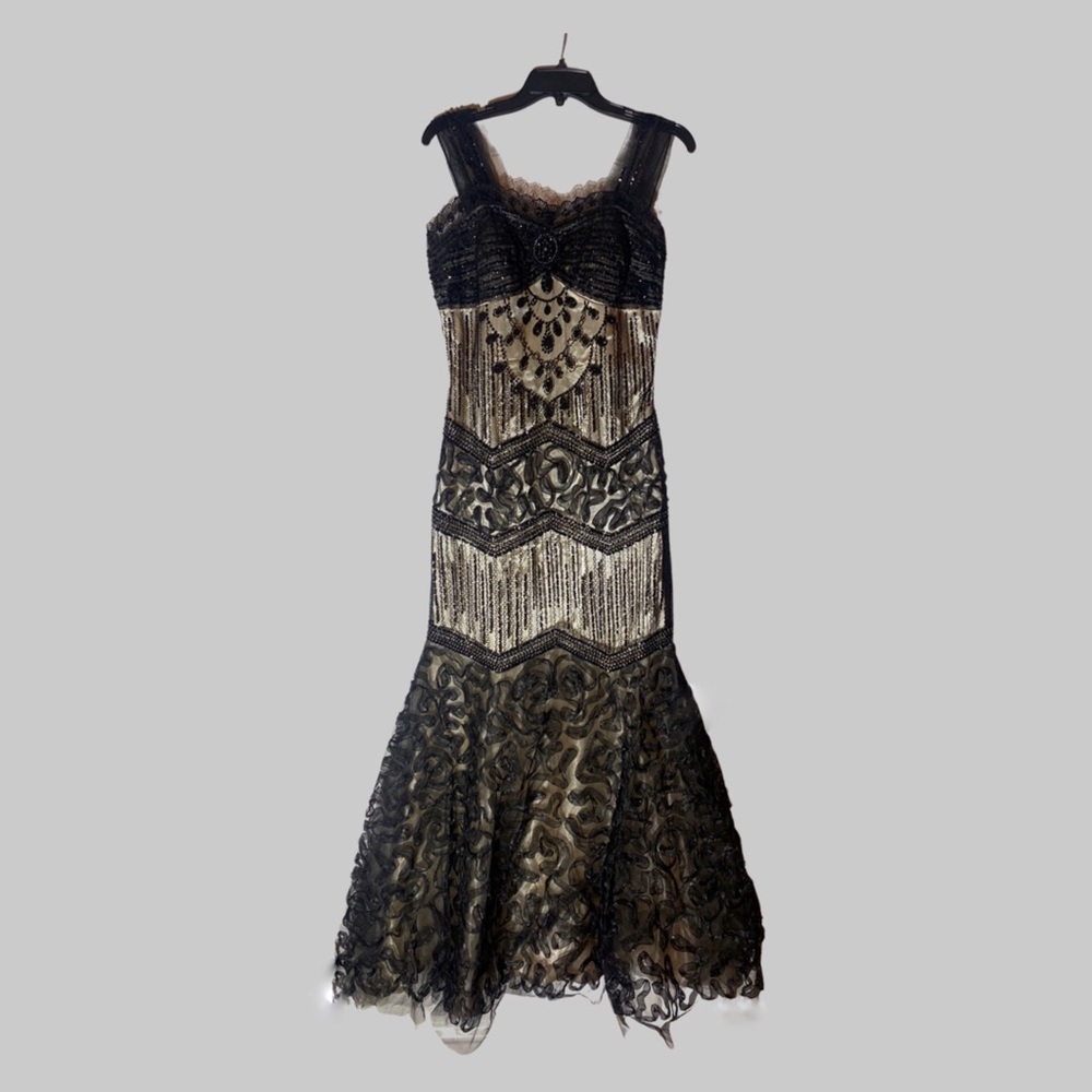Bicici Black/Champagne Sequin Evening Gown